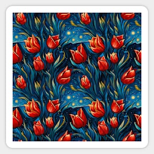 Van Gogh Style Tulips Sticker